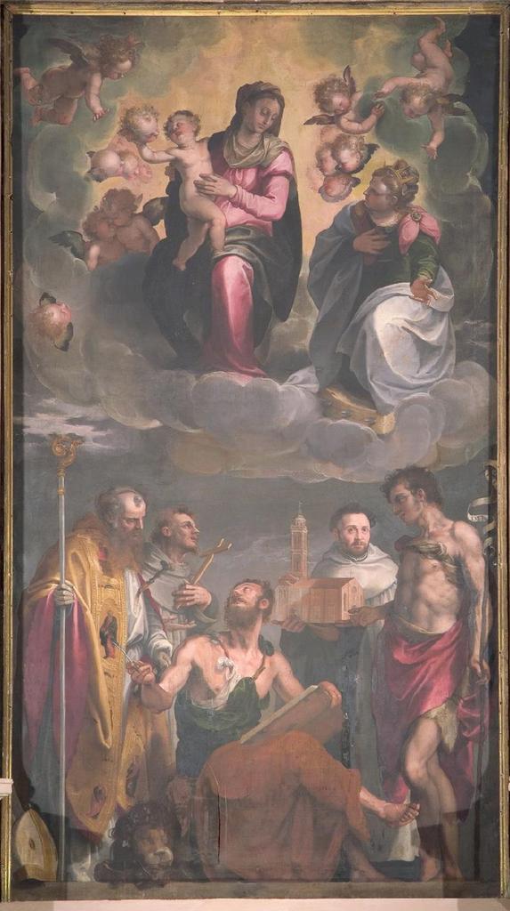 Brusasorci F. 1579 Madonna con Gesù Bambino in gloria con Santa Caterina